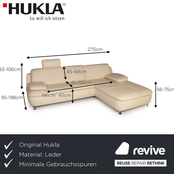 Hukla Mondo Leder Sofa Creme Ecksofa Couch