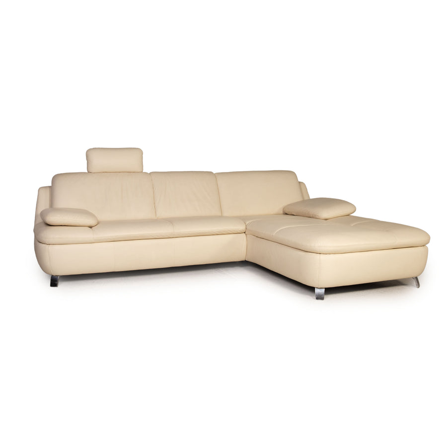 Hukla Mondo Leather Sofa Cream Corner Sofa Couch