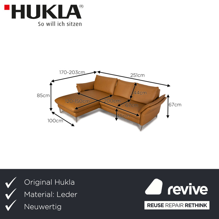 Hukla Sofastyle Leder Ecksofa Braun elektrische Funktion Sofa Couch Recamiere links