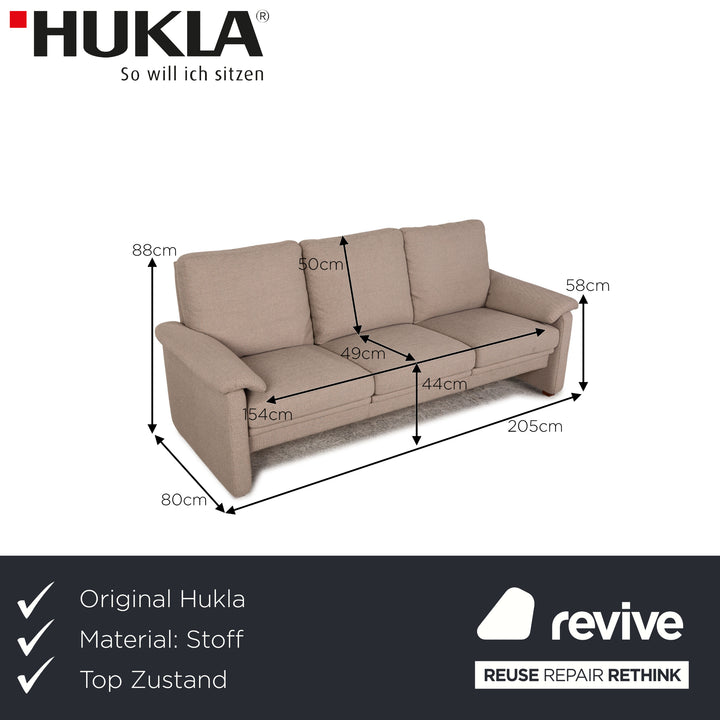 HUKLA Stoff Dreisitzer Beige Couch Sofa