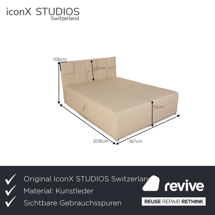 IconX STUDIOS Apollo imitation leather box spring bed beige