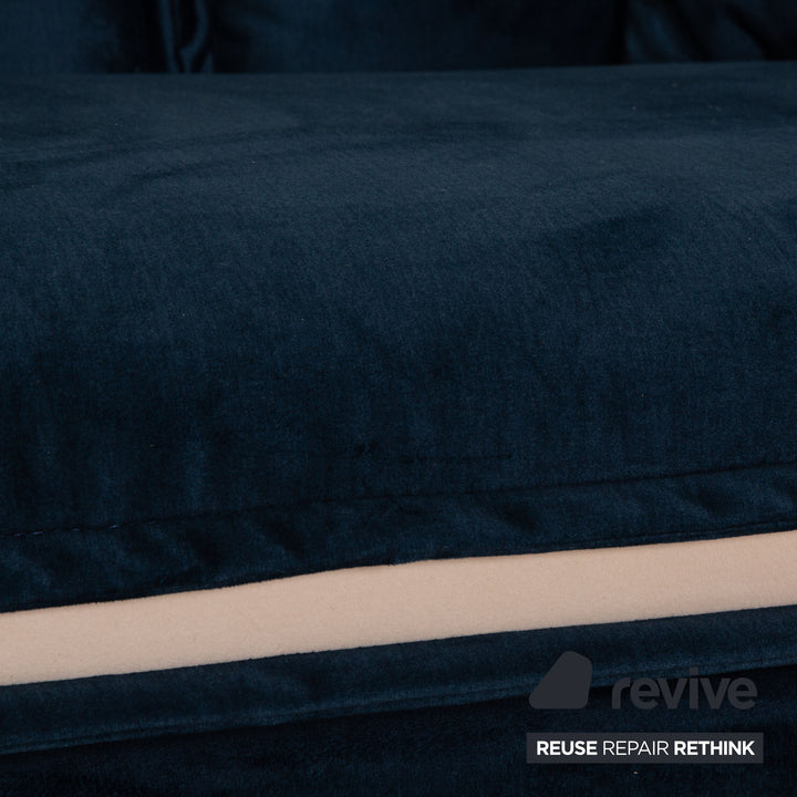 IconX STUDIOS Aura Samt Stoff Dreisitzer Blau Sofa Couch