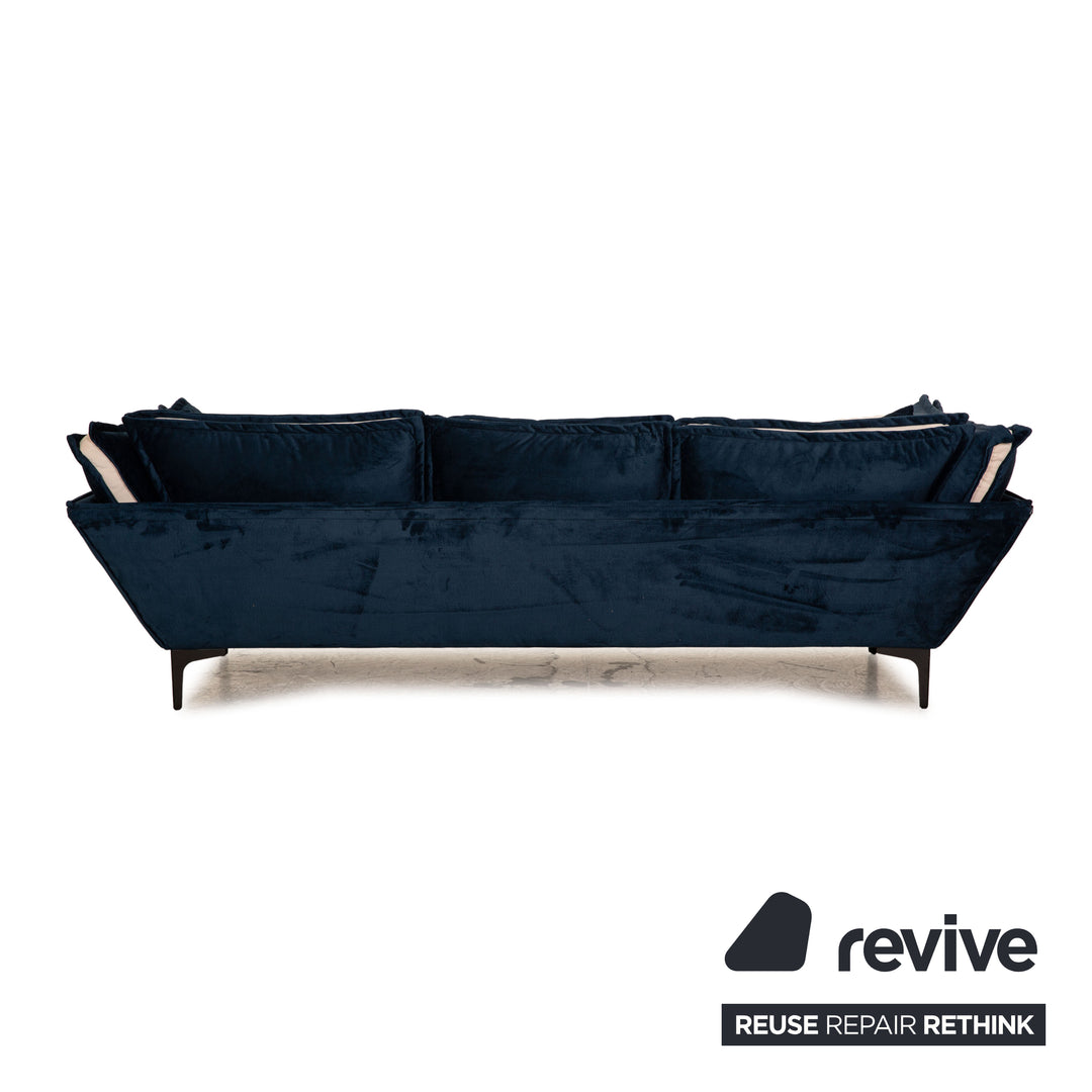 IconX STUDIOS Aura Samt Stoff Dreisitzer Blau Sofa Couch