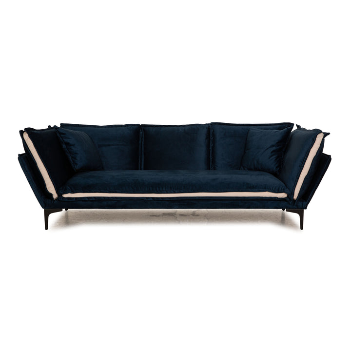 IconX STUDIOS Aura Samt Stoff Dreisitzer Blau Sofa Couch