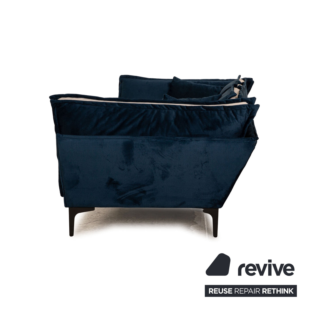IconX STUDIOS Aura Samt Stoff Dreisitzer Blau Sofa Couch
