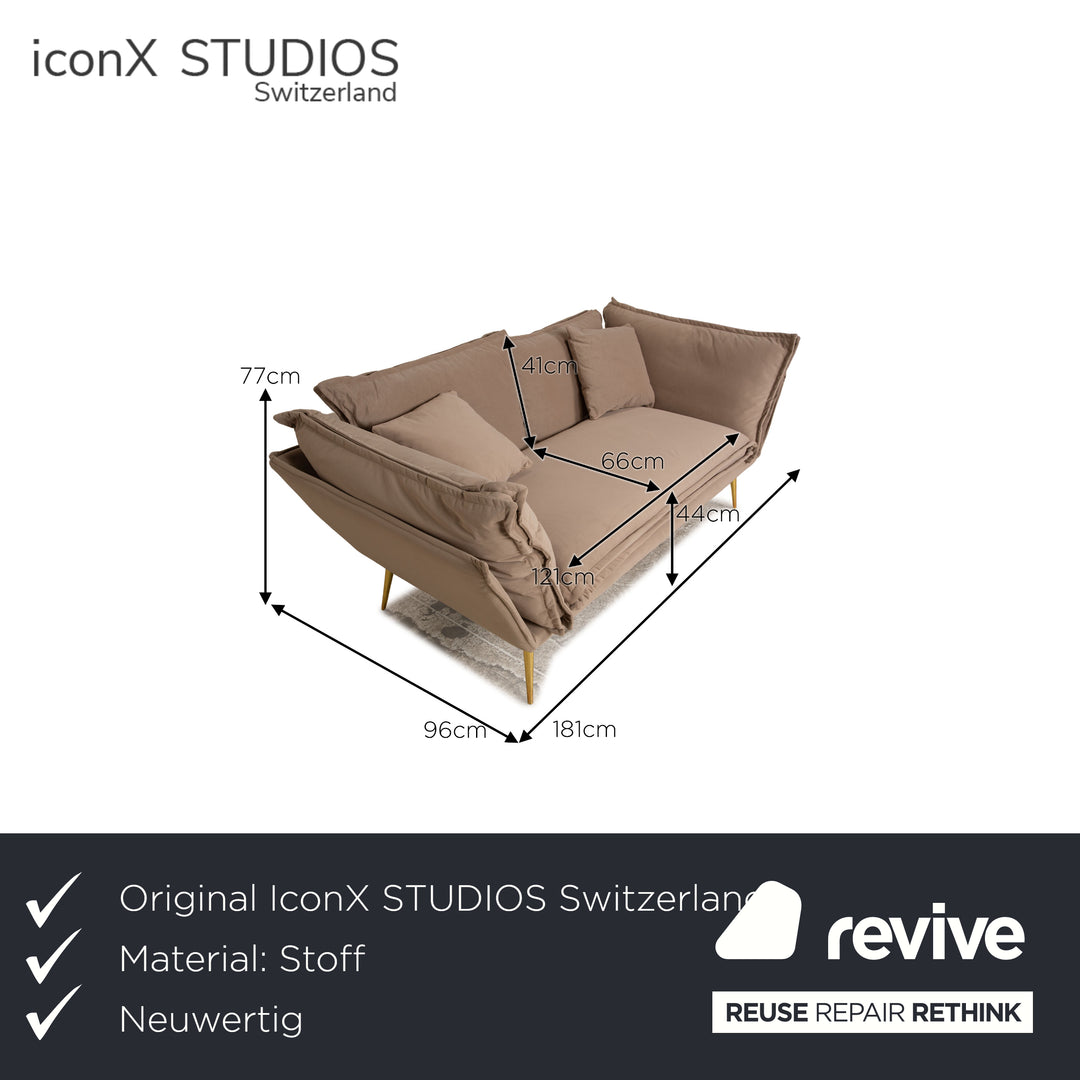 IconX STUDIOS Aura Samt Stoff Dreisitzer Sofa Couch Beige