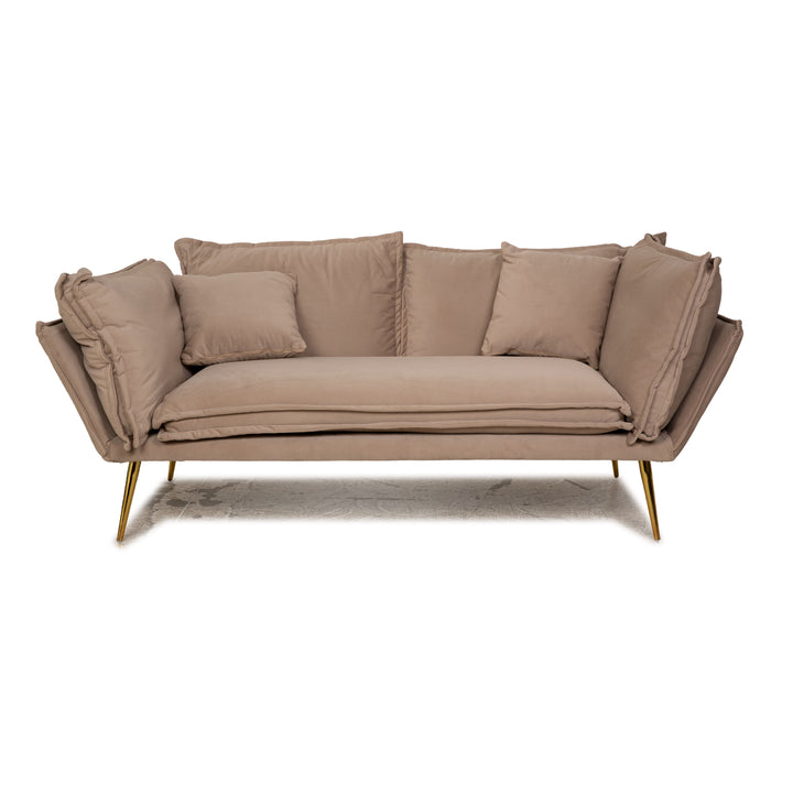 IconX STUDIOS Aura Samt Stoff Dreisitzer Sofa Couch Beige