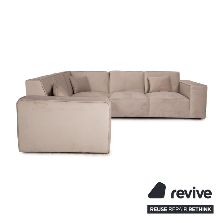 IconX STUDIOS Beluga velvet fabric corner sofa cream chaise longue right &amp; left
