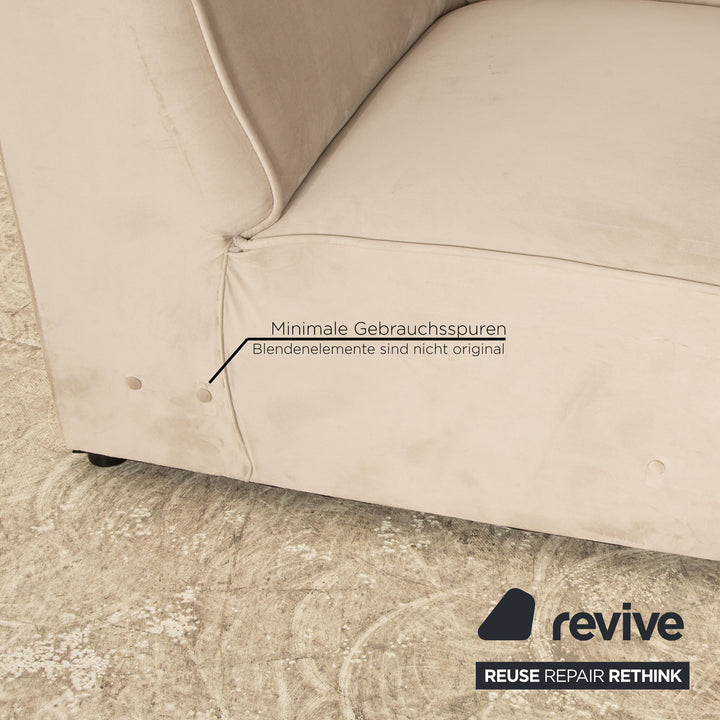 iconX STUDIOS Beluga Velvet Fabric Two Seater Sofa Light Gray