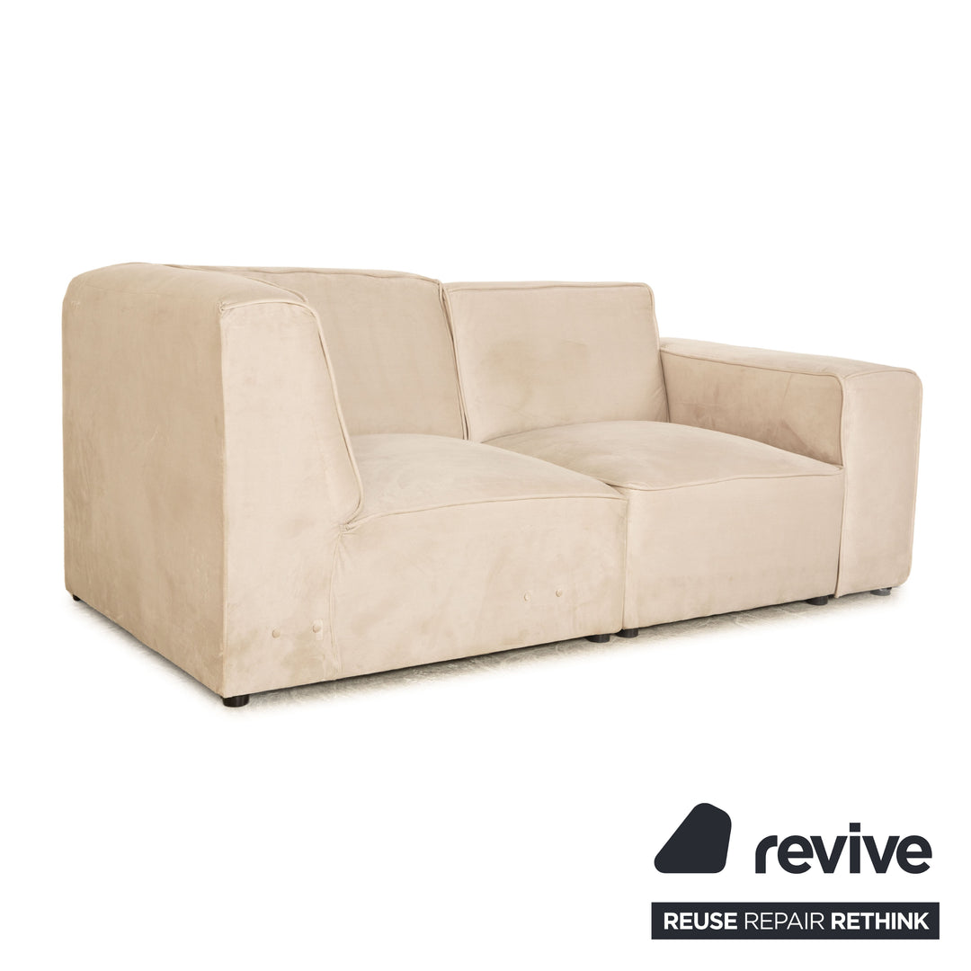 iconX STUDIOS Beluga Velvet Fabric Two Seater Sofa Light Gray