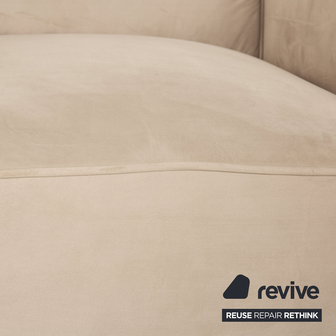 iconX STUDIOS Beluga Velvet Fabric Two Seater Sofa Light Gray