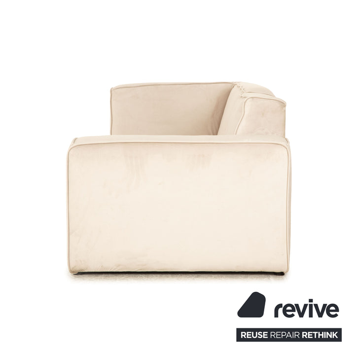 iconX STUDIOS Beluga Velvet Fabric Two Seater Sofa Light Gray