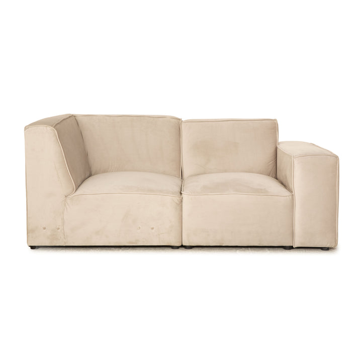 iconX STUDIOS Beluga Velvet Fabric Two Seater Sofa Light Gray