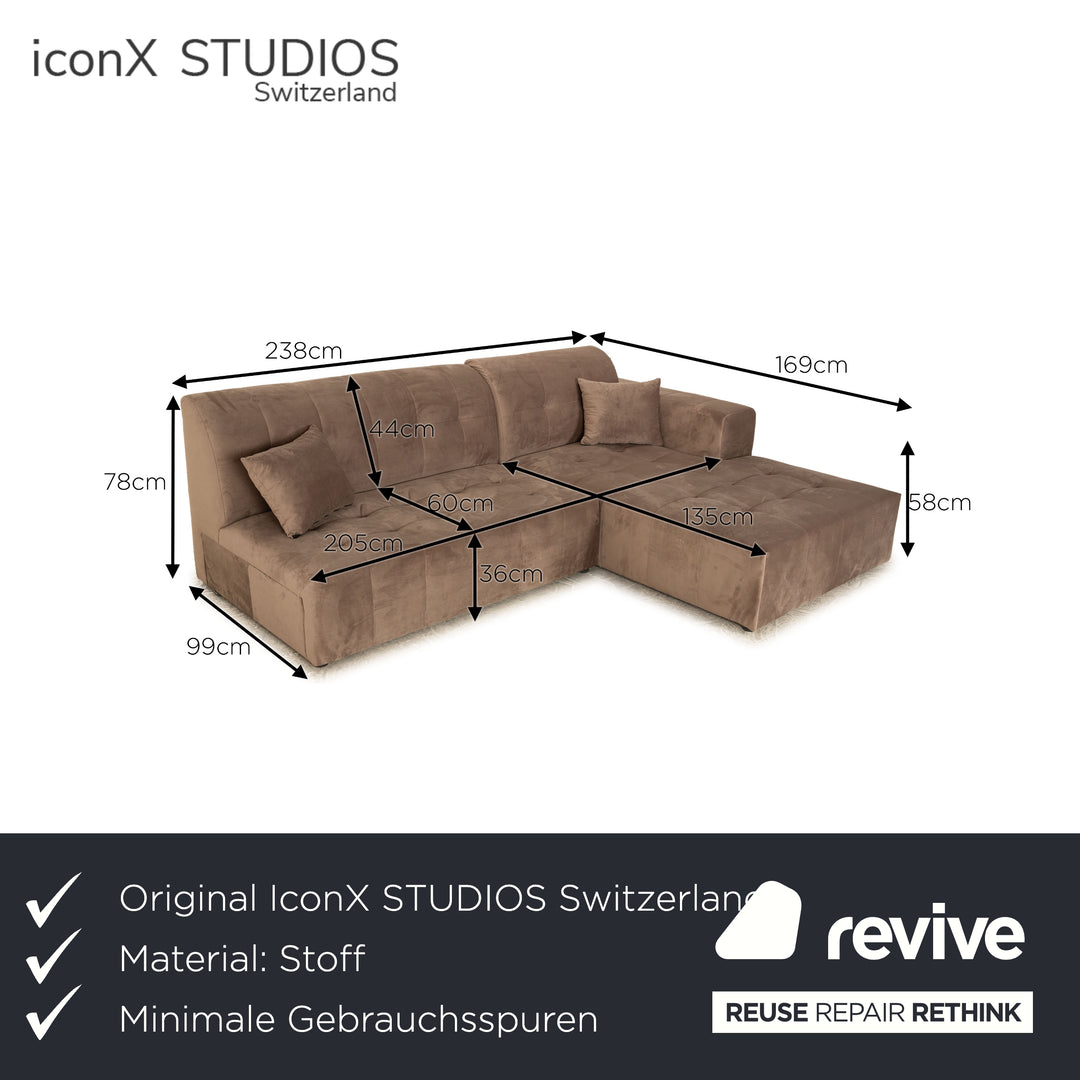 IconX STUDIOS Bloom Samt Stoff Ecksofa Couch Beige
