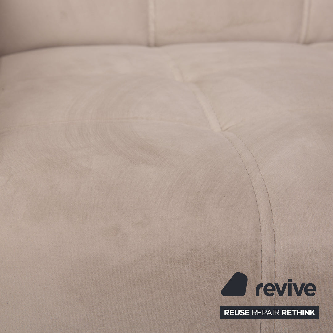 IconX STUDIOS Bloom Velvet Fabric Four Seater Beige Sofa Couch