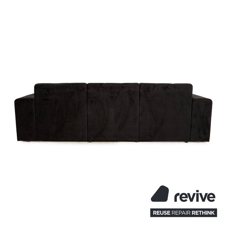 IconX STUDIOS Bloom Velvet Fabric Four Seater Sofa Couch Black