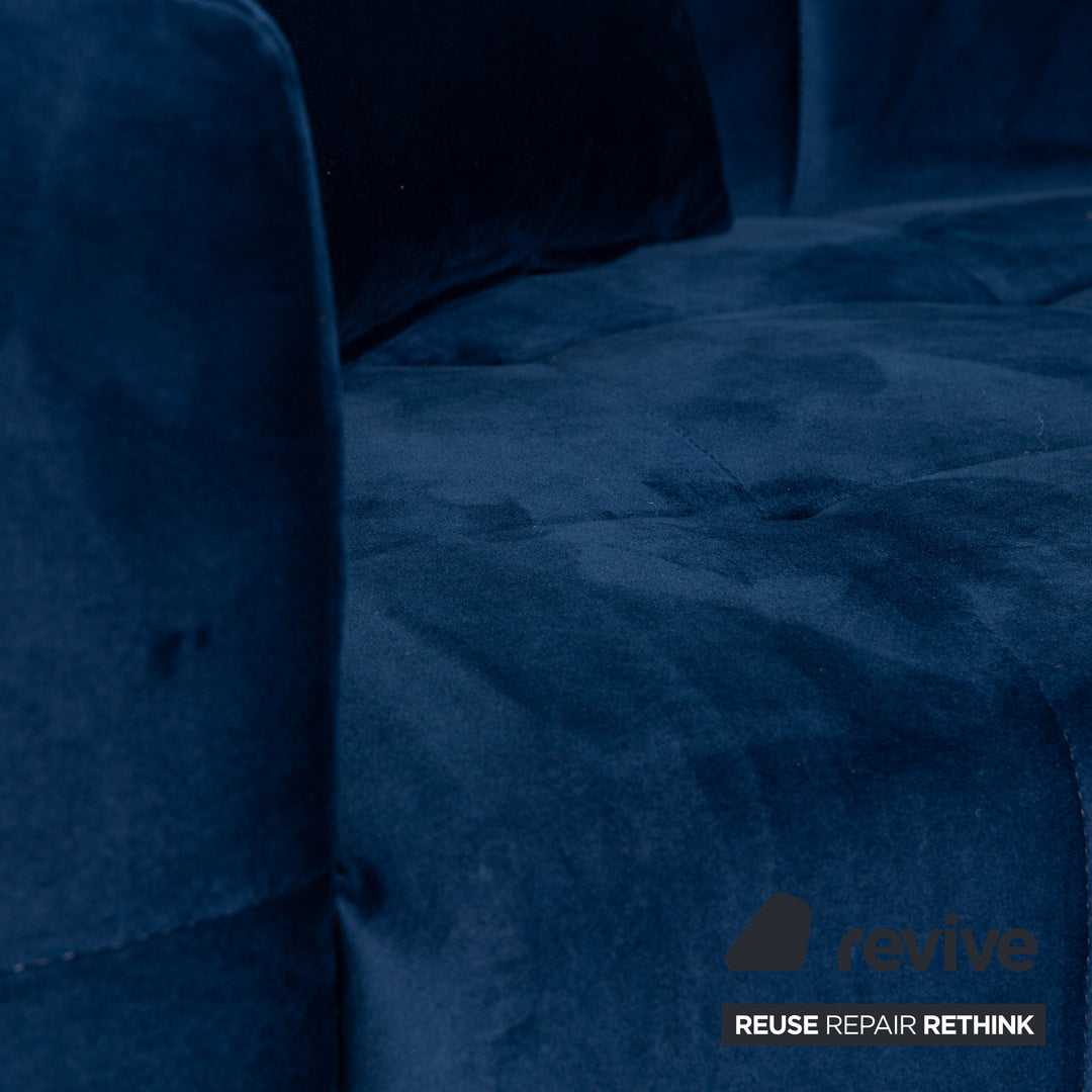 IconX STUDIOS Bloom Samt Stoff Zweisitzer Blau Sofa Couch