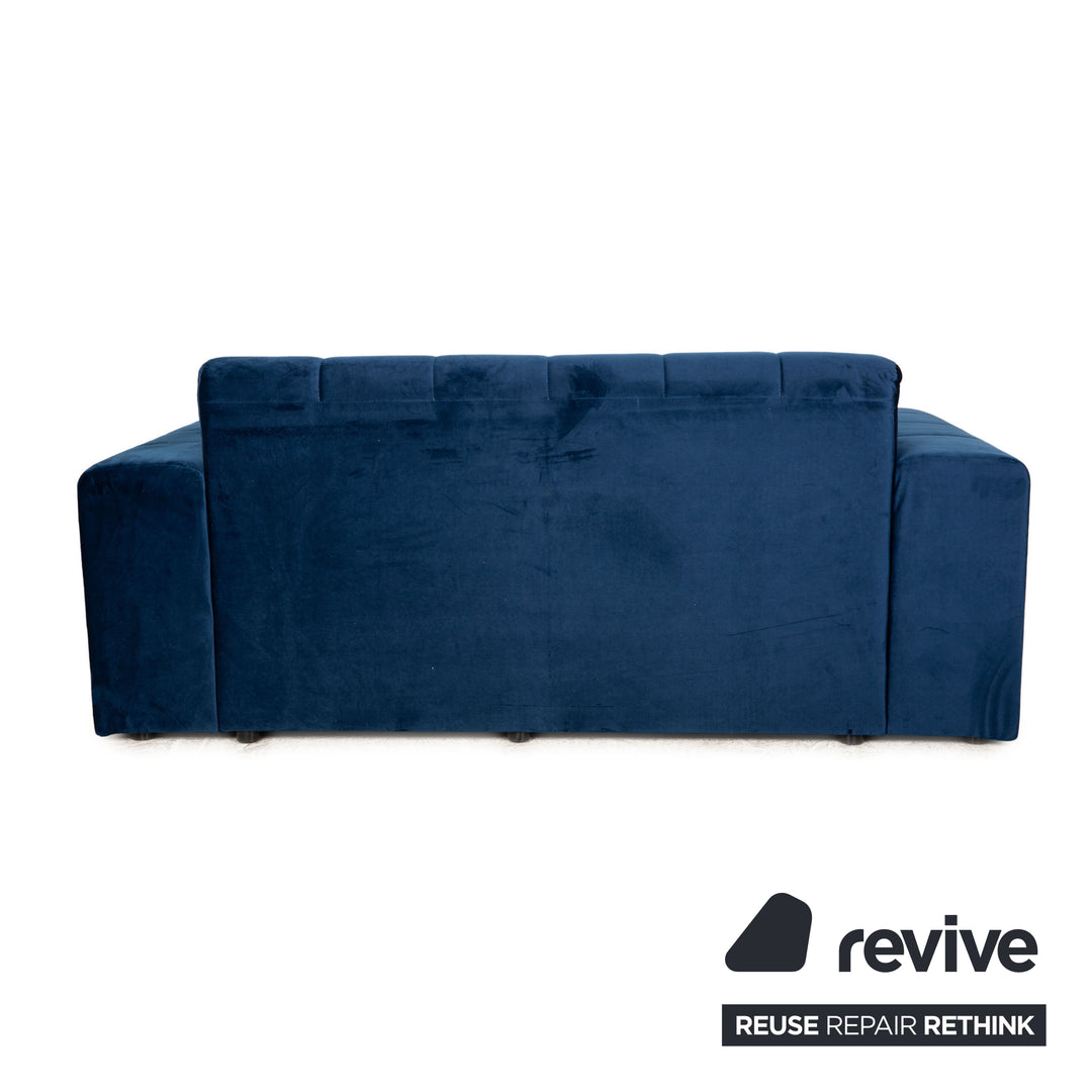 IconX STUDIOS Bloom Samt Stoff Zweisitzer Blau Sofa Couch