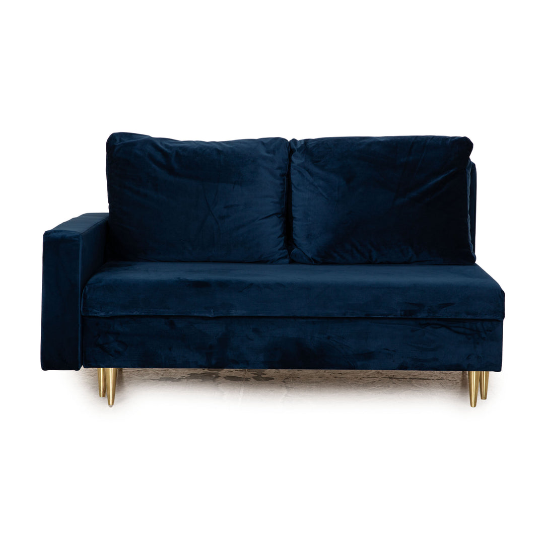 IconX STUDIOS Bloom Samt Stoff Zweisitzer Sofa Couch Blau Ausziehfunktion