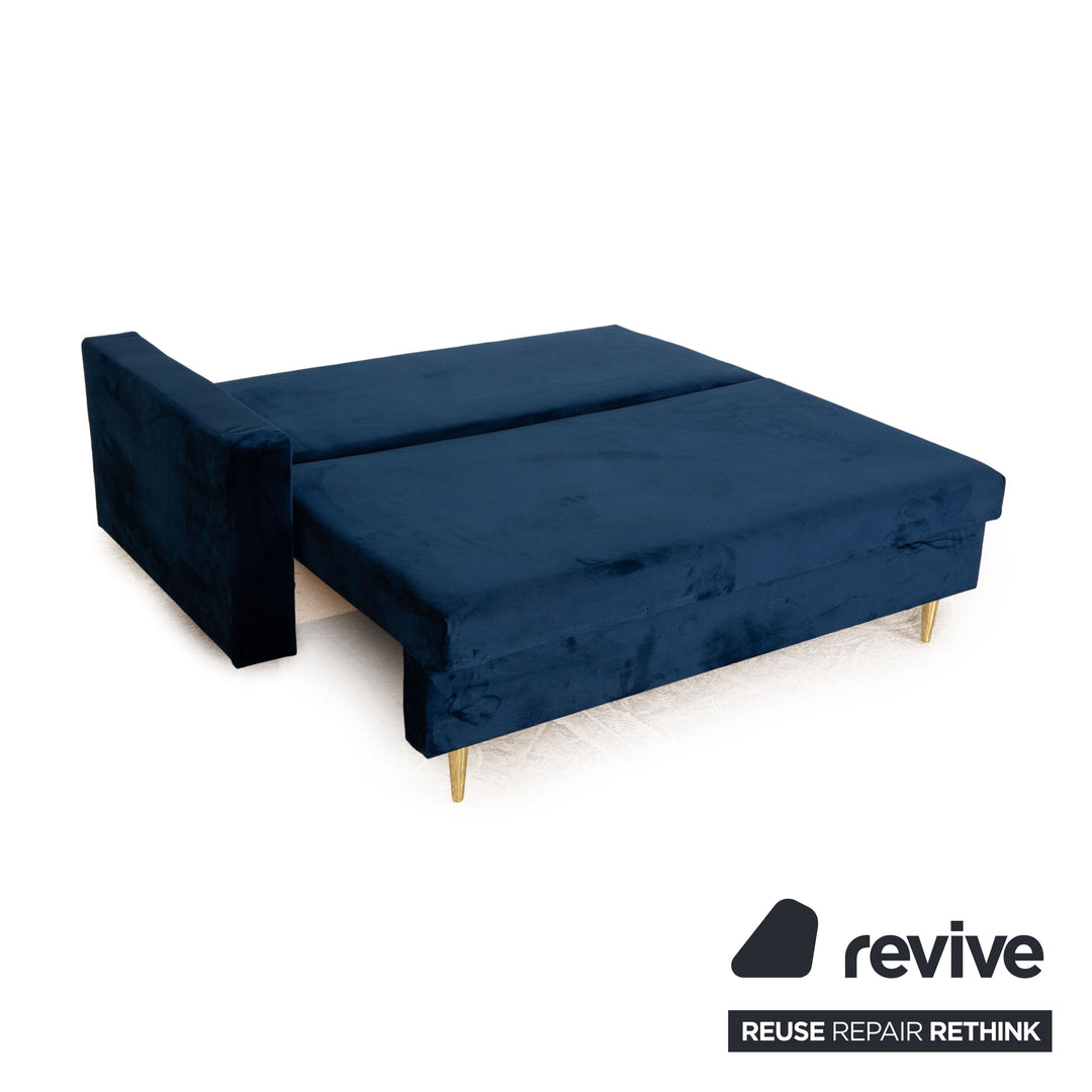 IconX STUDIOS Bloom Samt Stoff Zweisitzer Sofa Couch Blau Ausziehfunktion