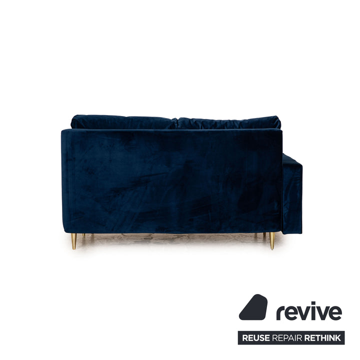 IconX STUDIOS Bloom Samt Stoff Zweisitzer Sofa Couch Blau Ausziehfunktion