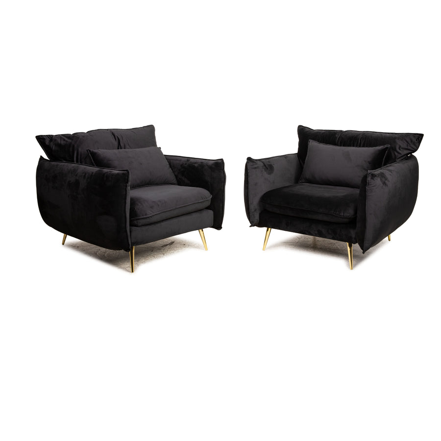 iconX STUDIOS Edesia velvet fabric armchair set black