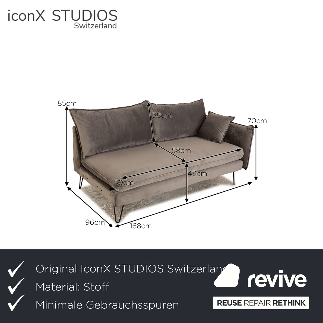 IconX STUDIOS Edesia Velvet Fabric Sofa Two Seater Grey