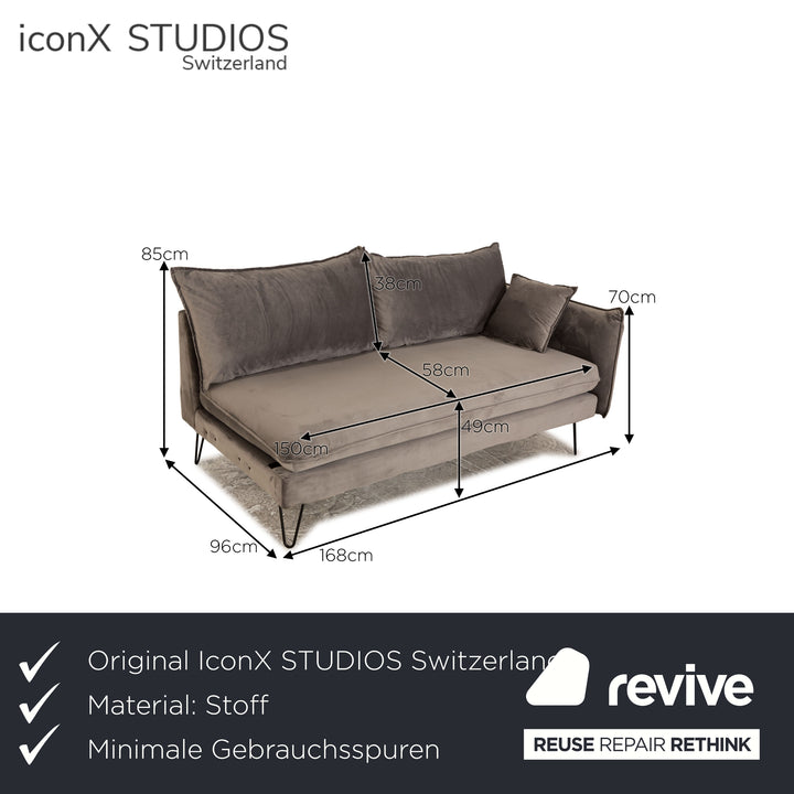 IconX STUDIOS Edesia Velvet Fabric Sofa Two Seater Grey