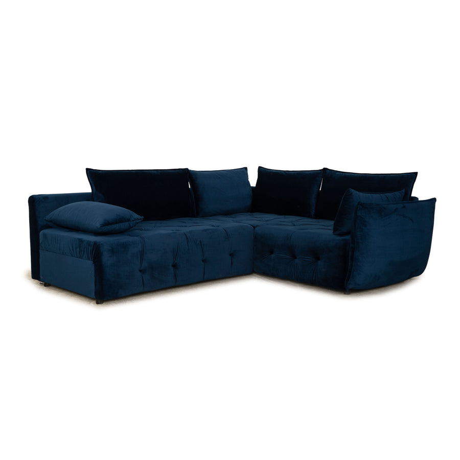 IconX STUDIOS Medina velvet fabric corner sofa blue chaise longue right