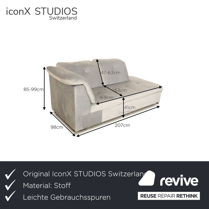 IconX STUDIOS Paradise Velvet Fabric Two Seater Ice Blue Gray manual function