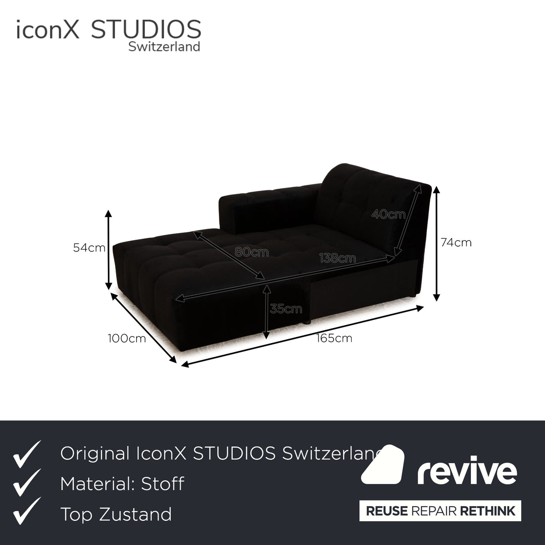 IconX STUDIOS Switzerland Bloom Velvet Fabric Lounger Recamiere Daybed Black Daybed Lounger