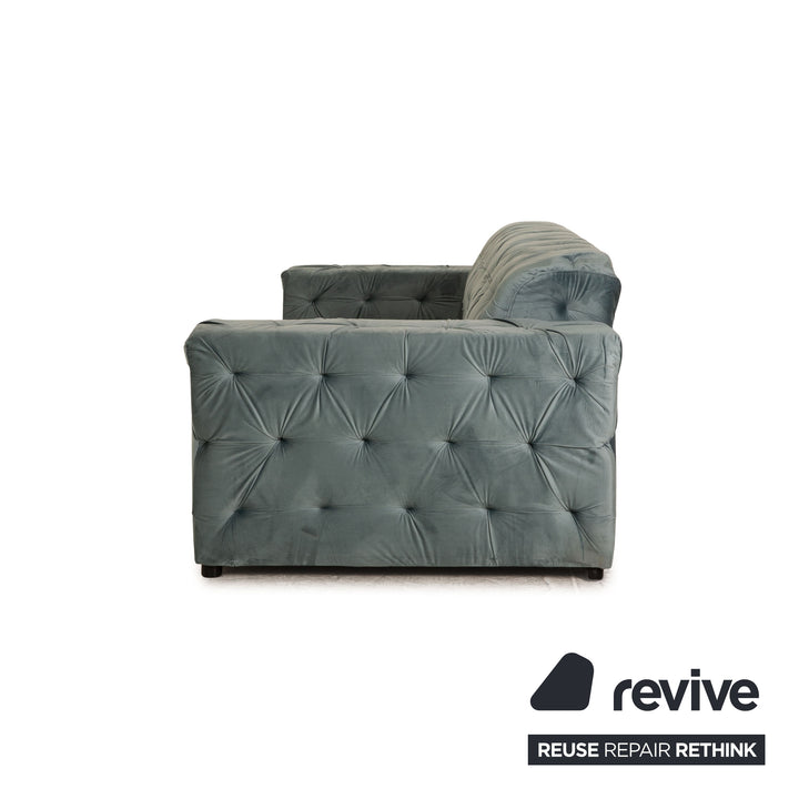 IconX STUDIOS Venus Samt Stoff Dreisitzer Blau Sofa Couch