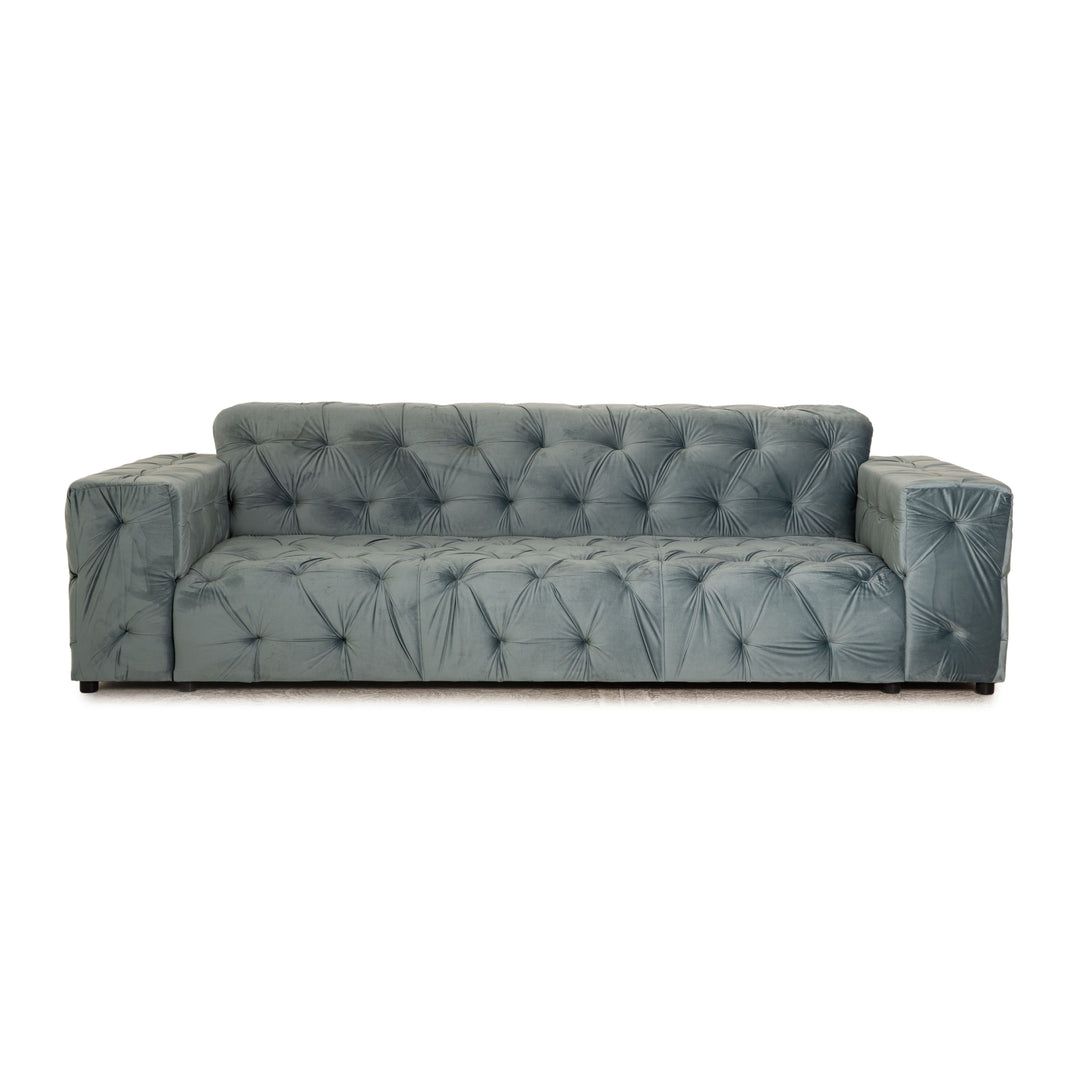 IconX STUDIOS Venus Samt Stoff Dreisitzer Blau Sofa Couch
