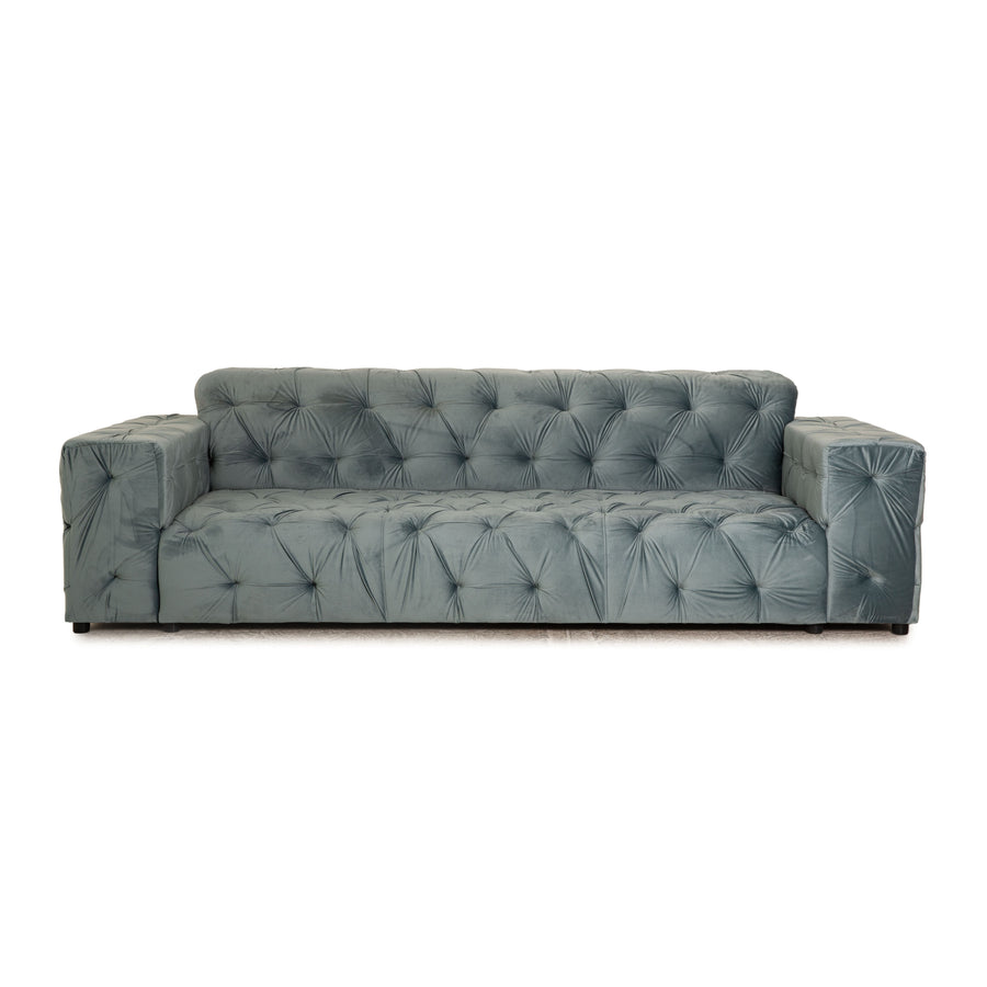 IconX STUDIOS Venus Samt Stoff Dreisitzer Blau Sofa Couch