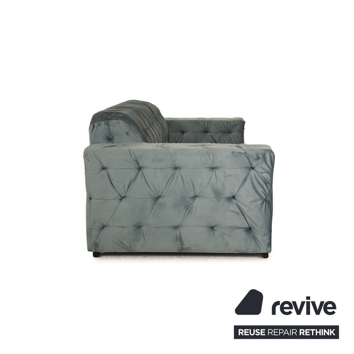 IconX STUDIOS Venus Samt Stoff Dreisitzer Blau Sofa Couch