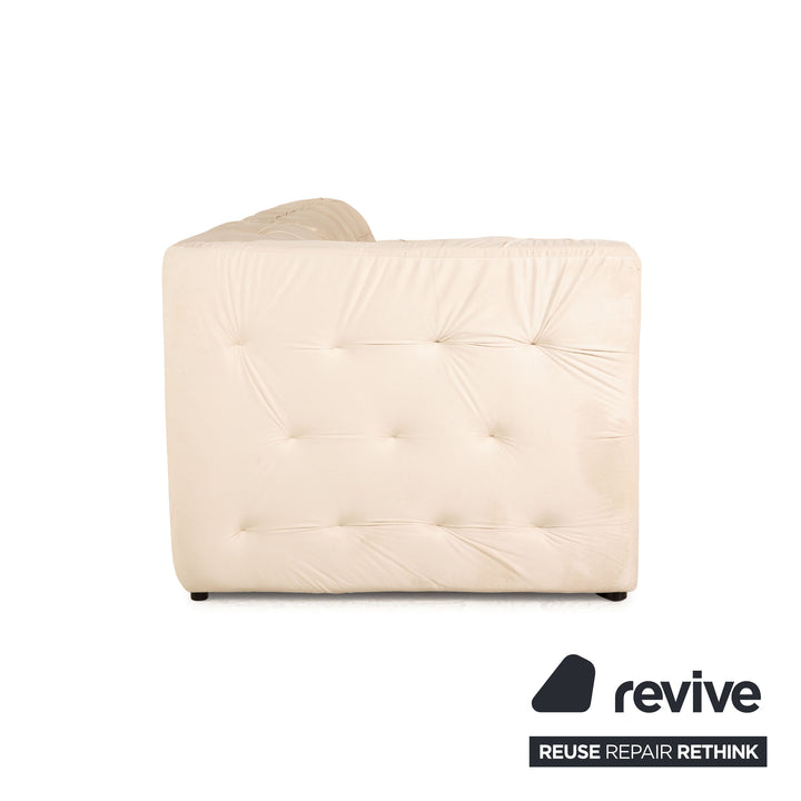 IconX STUDIOS Venus Velvet Fabric Three Seater Sofa Couch Beige