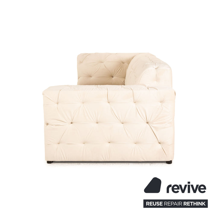 IconX STUDIOS Venus Velvet Fabric Three Seater Sofa Couch Beige