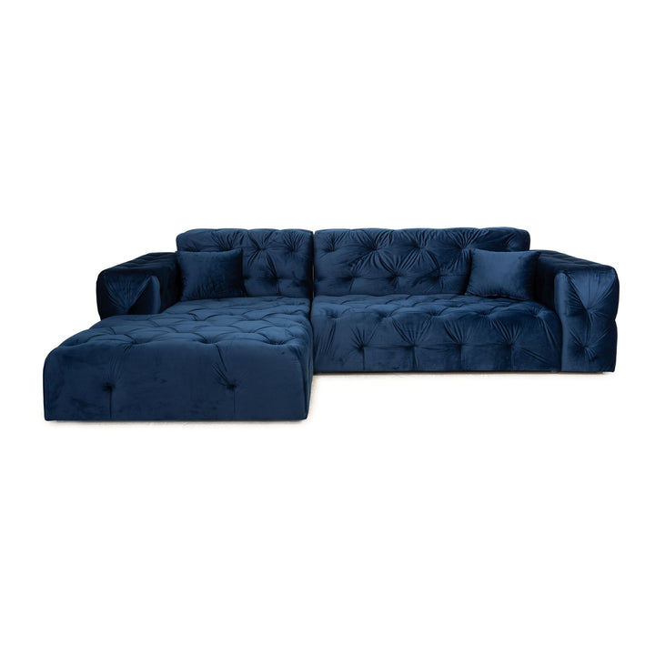 iconX STUDIOS Venus velvet fabric corner sofa blue recamier left