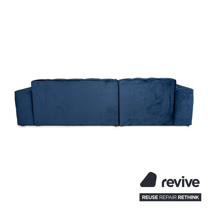 iconX STUDIOS Venus velvet fabric corner sofa blue recamier left