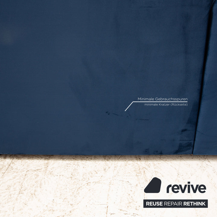 iconX STUDIOS Venus velvet fabric corner sofa blue recamier left