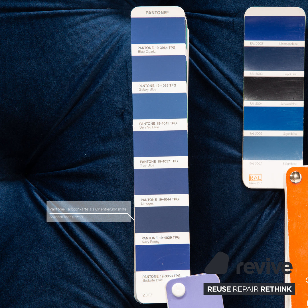 iconX STUDIOS Venus velvet fabric corner sofa blue recamier left