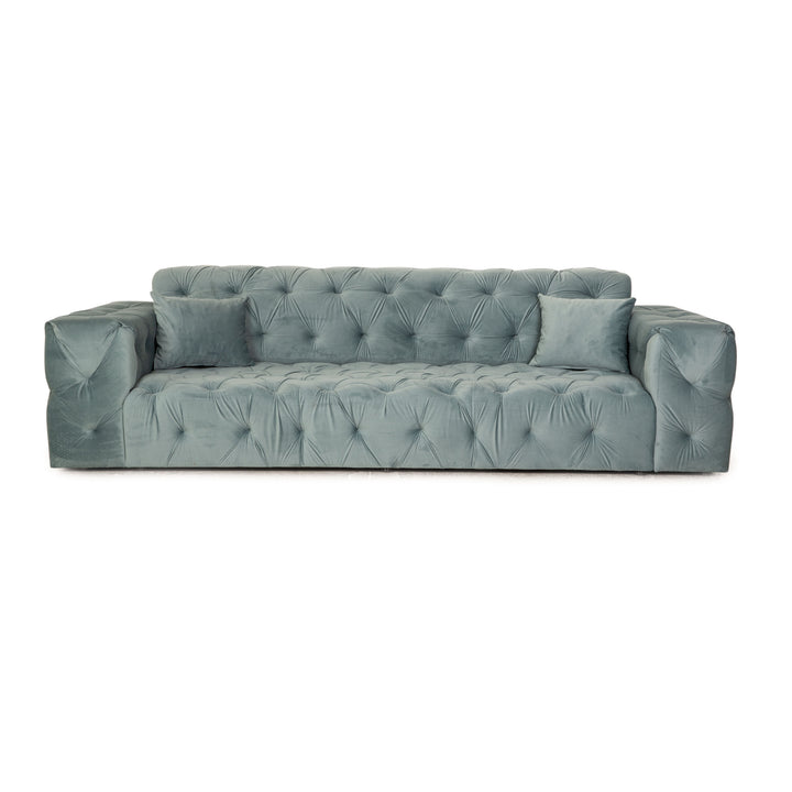 IconX STUDIOS Venus Velvet Fabric Four Seater Sofa Couch Blue Turquoise