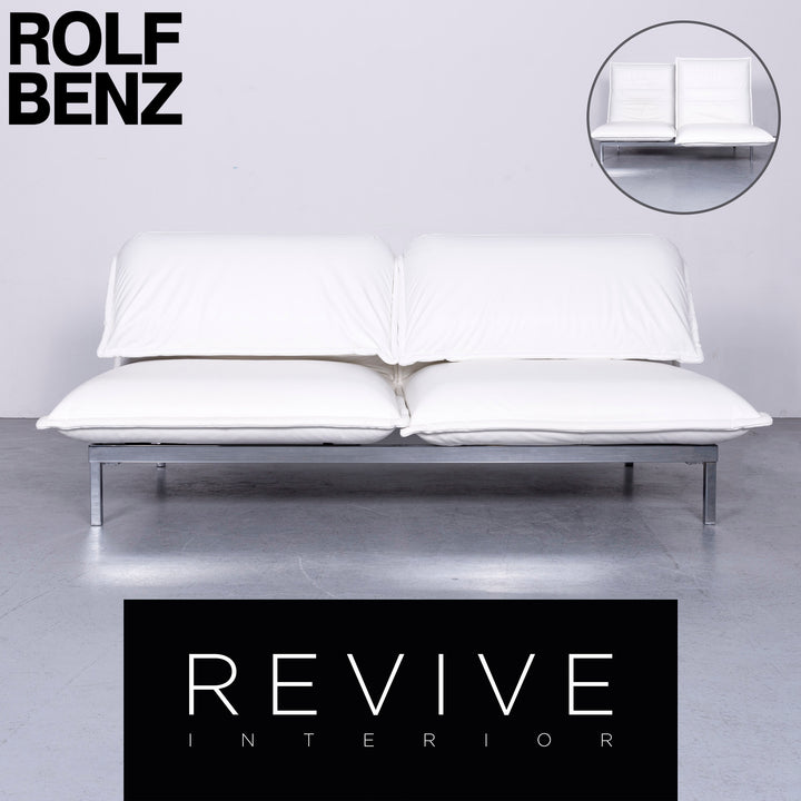 Rolf Benz Nova Designer Leder Sofa Weiß Echtleder Zweisitzer Couch #6638