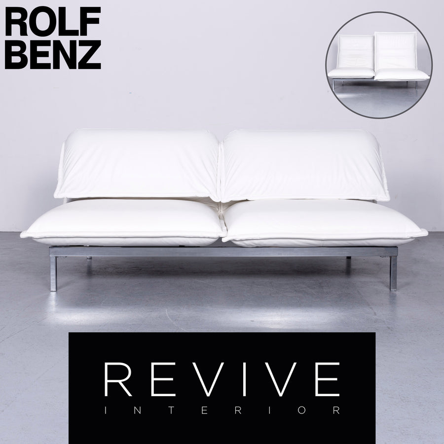 Rolf Benz Nova Designer Leder Sofa Weiß Echtleder Zweisitzer Couch #6638