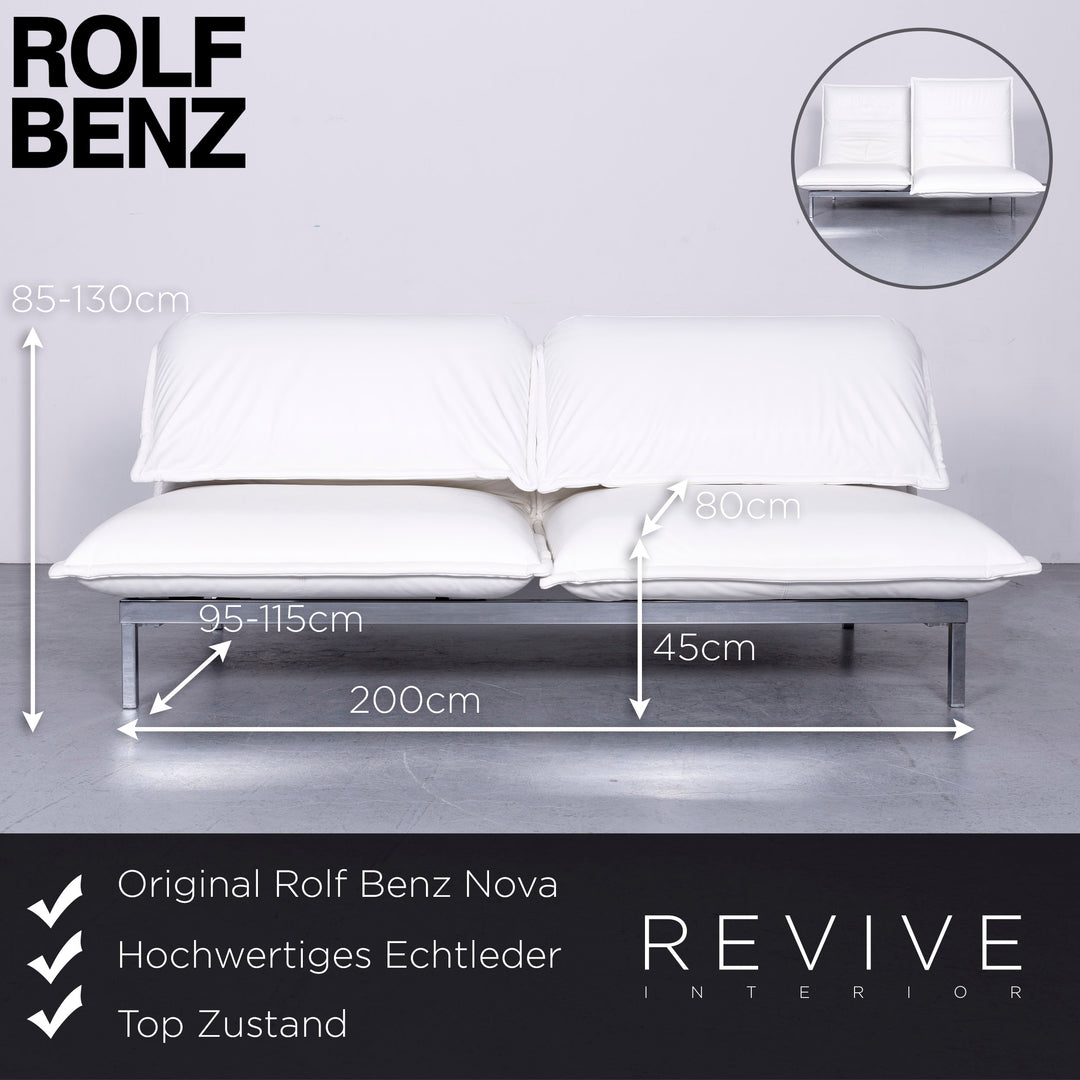 Rolf Benz Nova Designer Leder Sofa Weiß Echtleder Zweisitzer Couch #6638