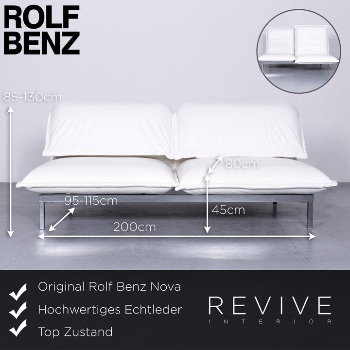 Rolf Benz Nova Designer Leder Sofa Weiß Echtleder Zweisitzer Couch #6638