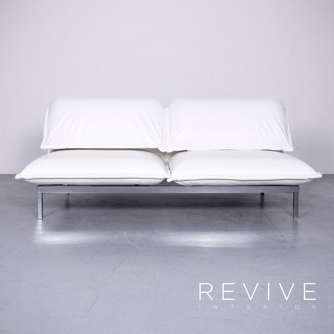 Rolf Benz Nova Designer Leder Sofa Weiß Echtleder Zweisitzer Couch #6638