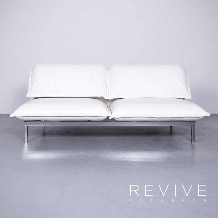 Rolf Benz Nova Designer Leder Sofa Weiß Echtleder Zweisitzer Couch #6638