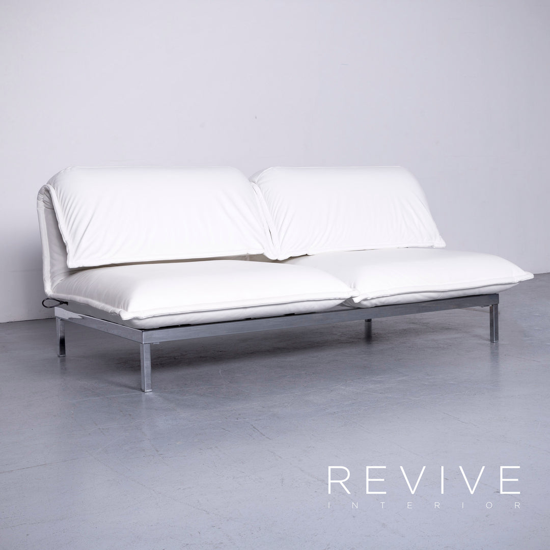 Rolf Benz Nova Designer Leder Sofa Weiß Echtleder Zweisitzer Couch #6638