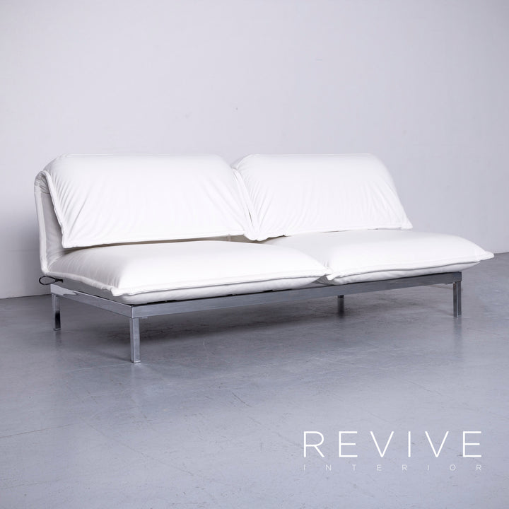 Rolf Benz Nova Designer Leder Sofa Weiß Echtleder Zweisitzer Couch #6638